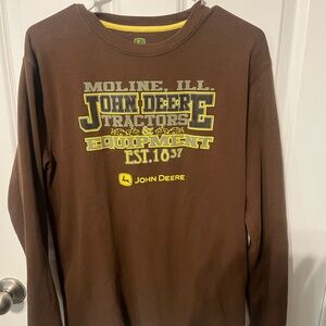 John Deere Brown Shirt with Yellow Accents